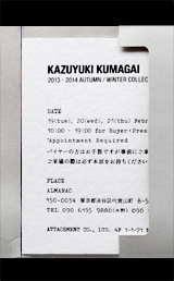 KAZUYUKI KUMAGAI 2013-2014 Autumn / Winter Collection DM